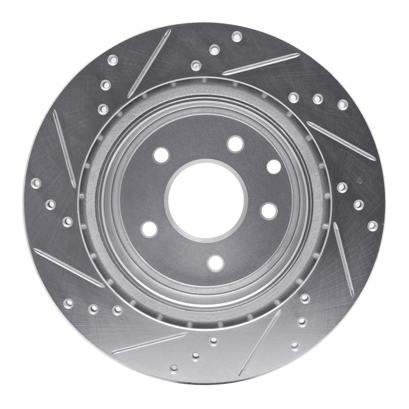 Infiniti M35 Brake Rotor (1) - Rear Right - R1 Concepts - Drilled & Slotted - Silver - `05-`25